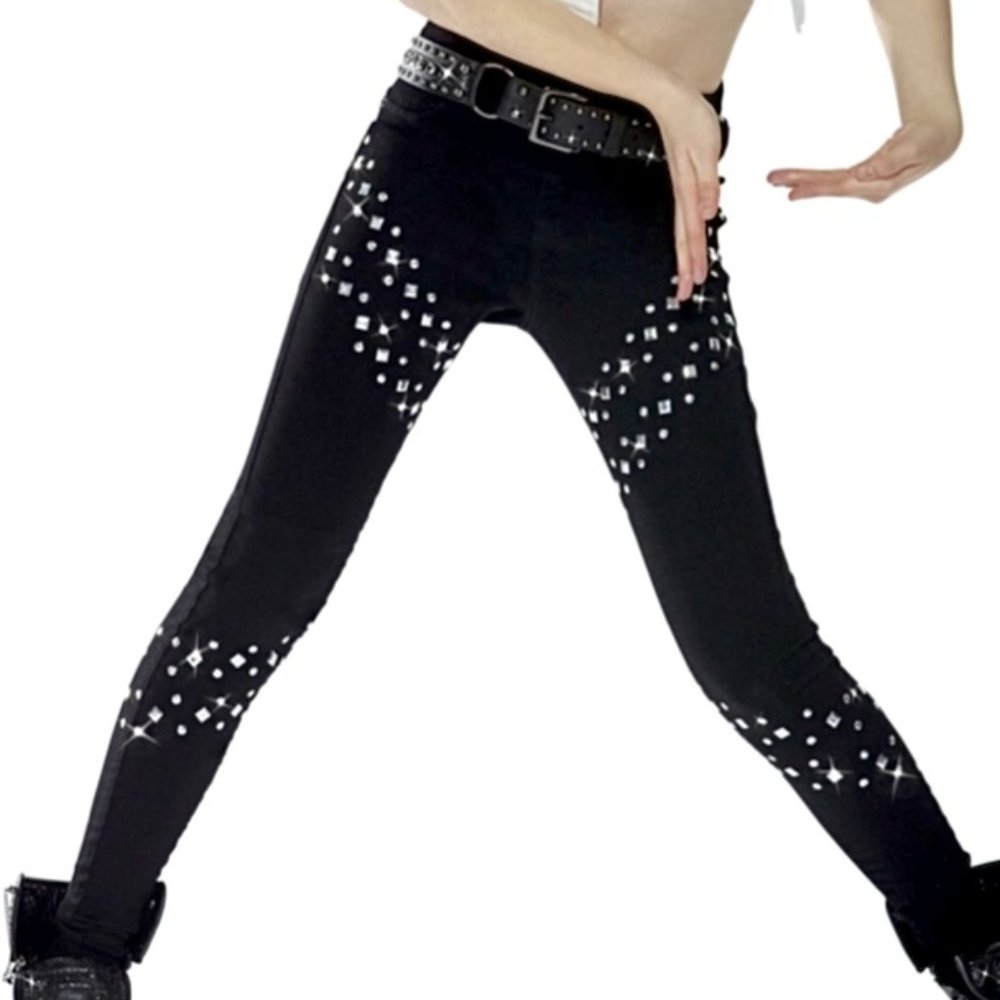 Tenth House Hip Hop Dance Costume Black Pants with Studs & Belt